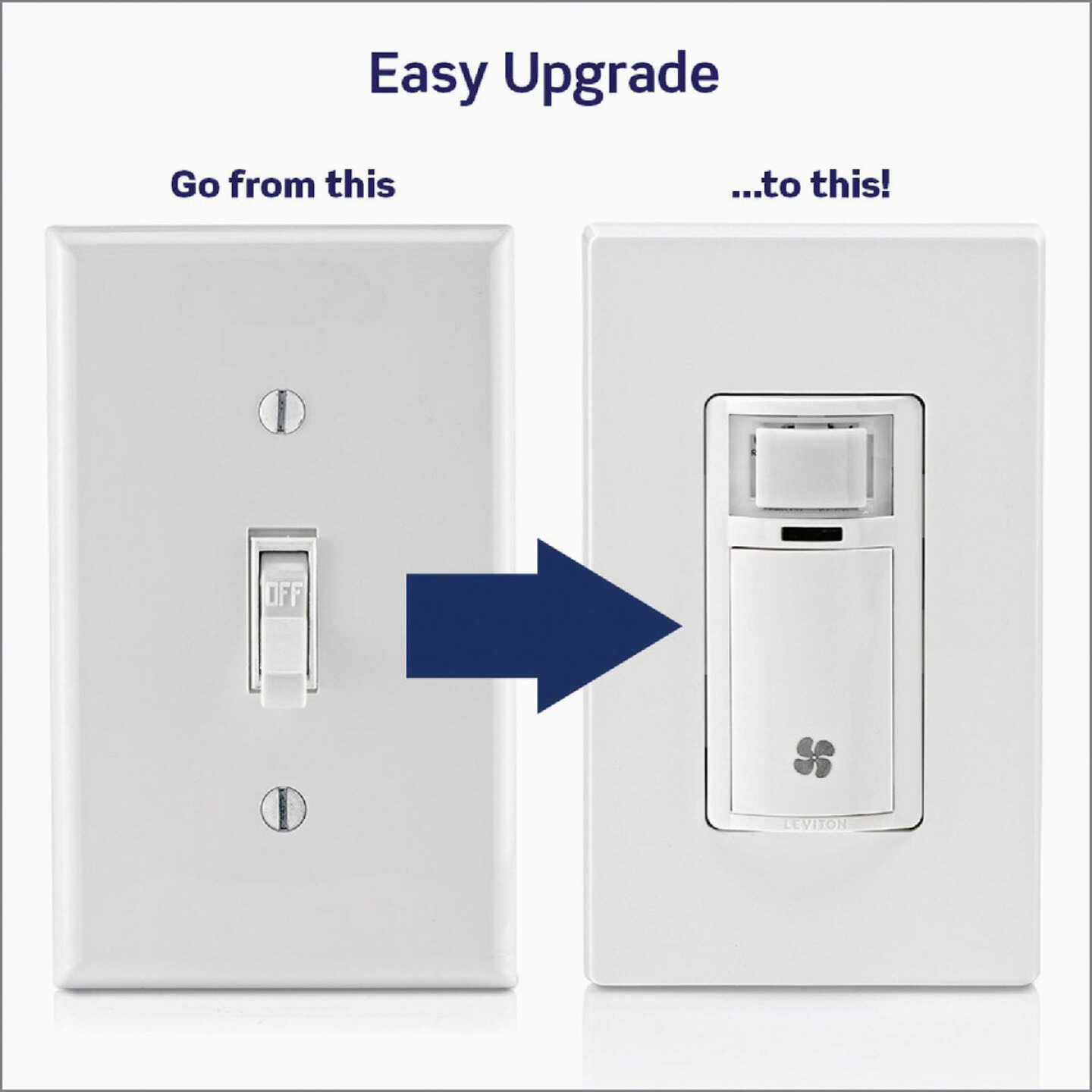 Leviton Decora White 120VAC In-Wall Humidity Sensor and Fan Control Switch for Bathroom Exhaust Fan Image 2