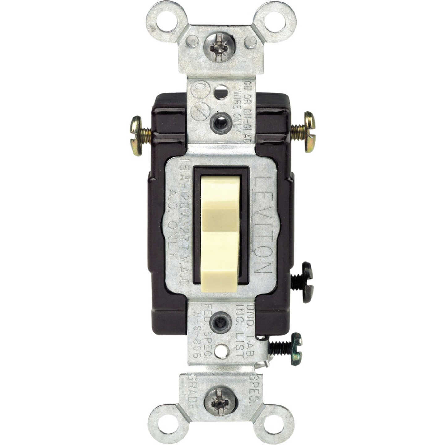 Leviton Illuminated Grounded Toggle Ivory 15A 3-Way Switch Image 1