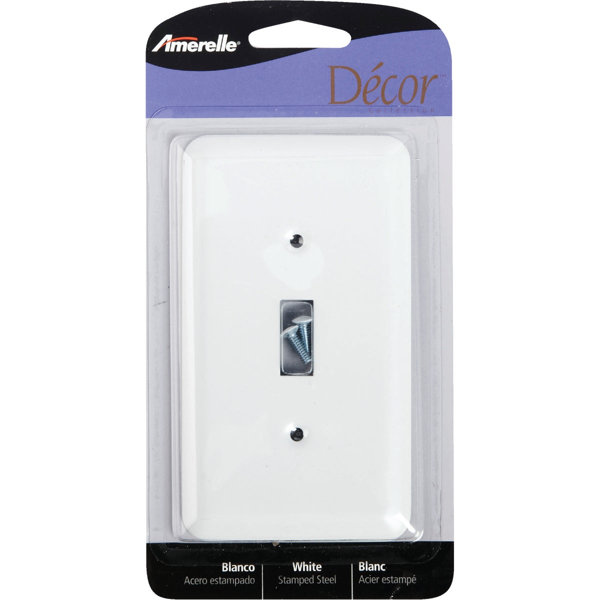 Amerelle 1-Gang Stamped Steel Toggle Switch Wall Plate, White Image 1