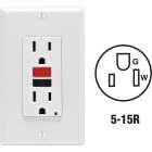 Leviton SmartlockPro Self-Test 15A White Residential Grade 5-15R GFCI Outlet with Wall Plate Image 1