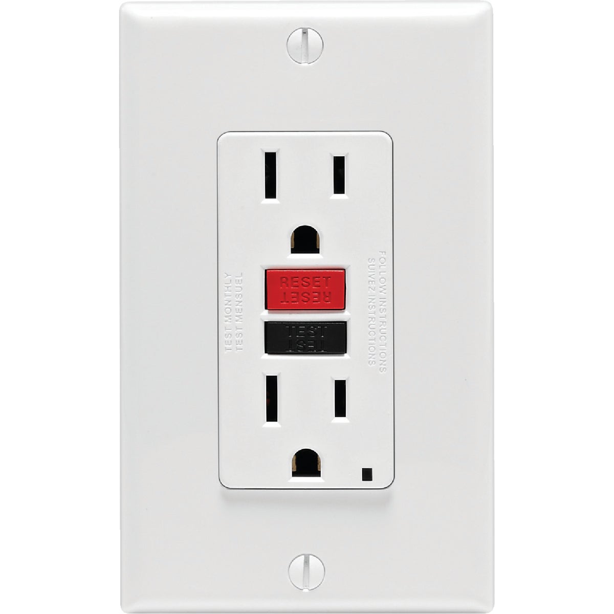 Leviton SmartlockPro Self-Test 15A White Residential Grade 5-15R GFCI Outlet with Wall Plate Image 2