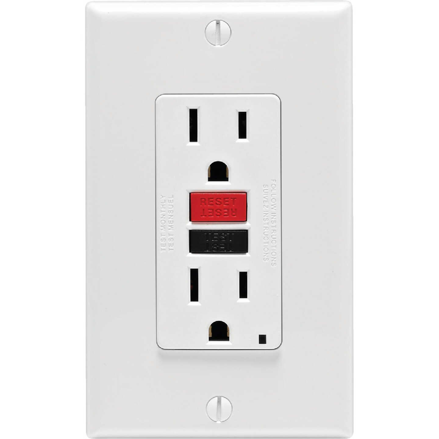 Leviton SmartlockPro Self-Test 15A White Residential Grade 5-15R GFCI Outlet with Wall Plate Image 2