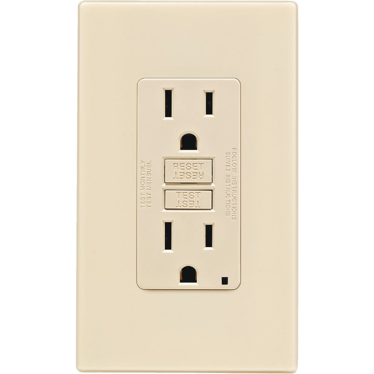 Leviton SmartlockPro Self-Test 15A Ivory Residential Grade 5-15R GFCI Outlet with Screwless Wall Plate Image 2