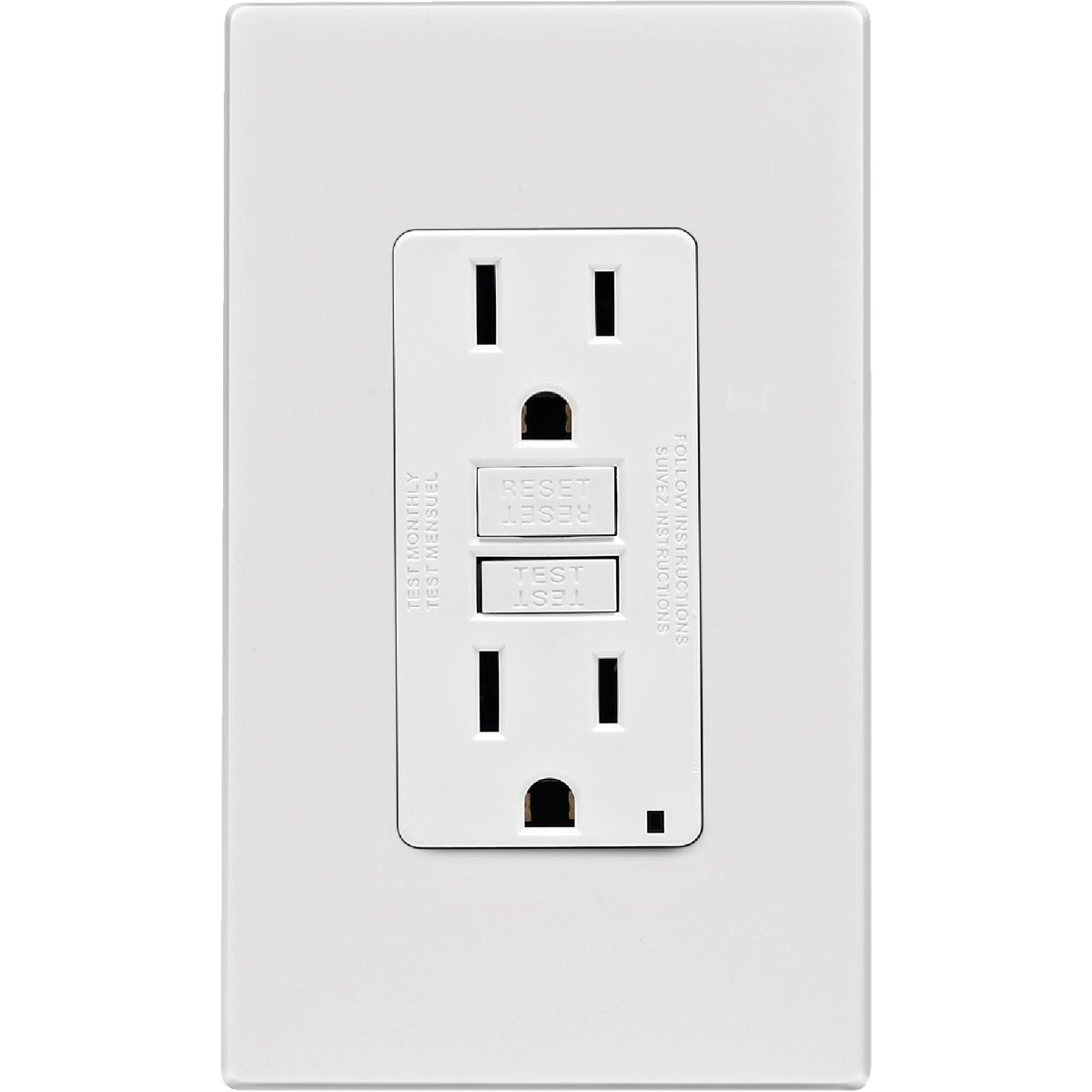 Leviton SmartlockPro Self-Test 15A White Residential Grade 5-15R GFCI Outlet with Screwless Wall Plate Image 2