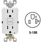 Leviton SmartlockPro Self-Test 15A White Residential Grade Rounded Corner 5-15R GFCI Outlet Image 1