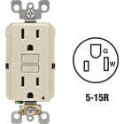 Leviton SmartlockPro Self-Test 15A Light Almond Residential Grade Rounded Corner 5-15R GFCI Outlet Image 1