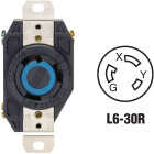 Leviton 30A 250V Black Industrial Grade L6-30R Locking Outlet Receptacle Image 1