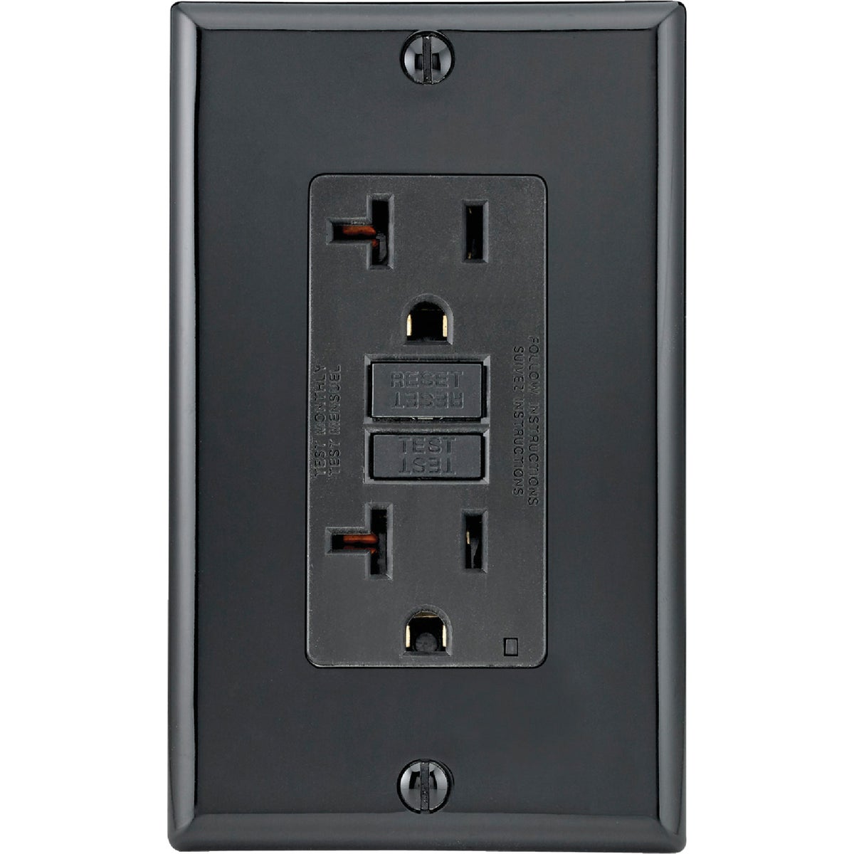 Leviton SmartlockPro Self-Test 20A Black Commercial Grade 5-20R GFCI Outlet with Wall Plate Image 2