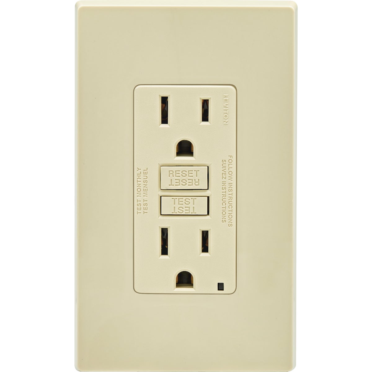 Leviton SmartlockPro Self-Test 15A Ivory Residential Grade 5-15R Slim GFCI Duplex Outlet (3-Pack) Image 7