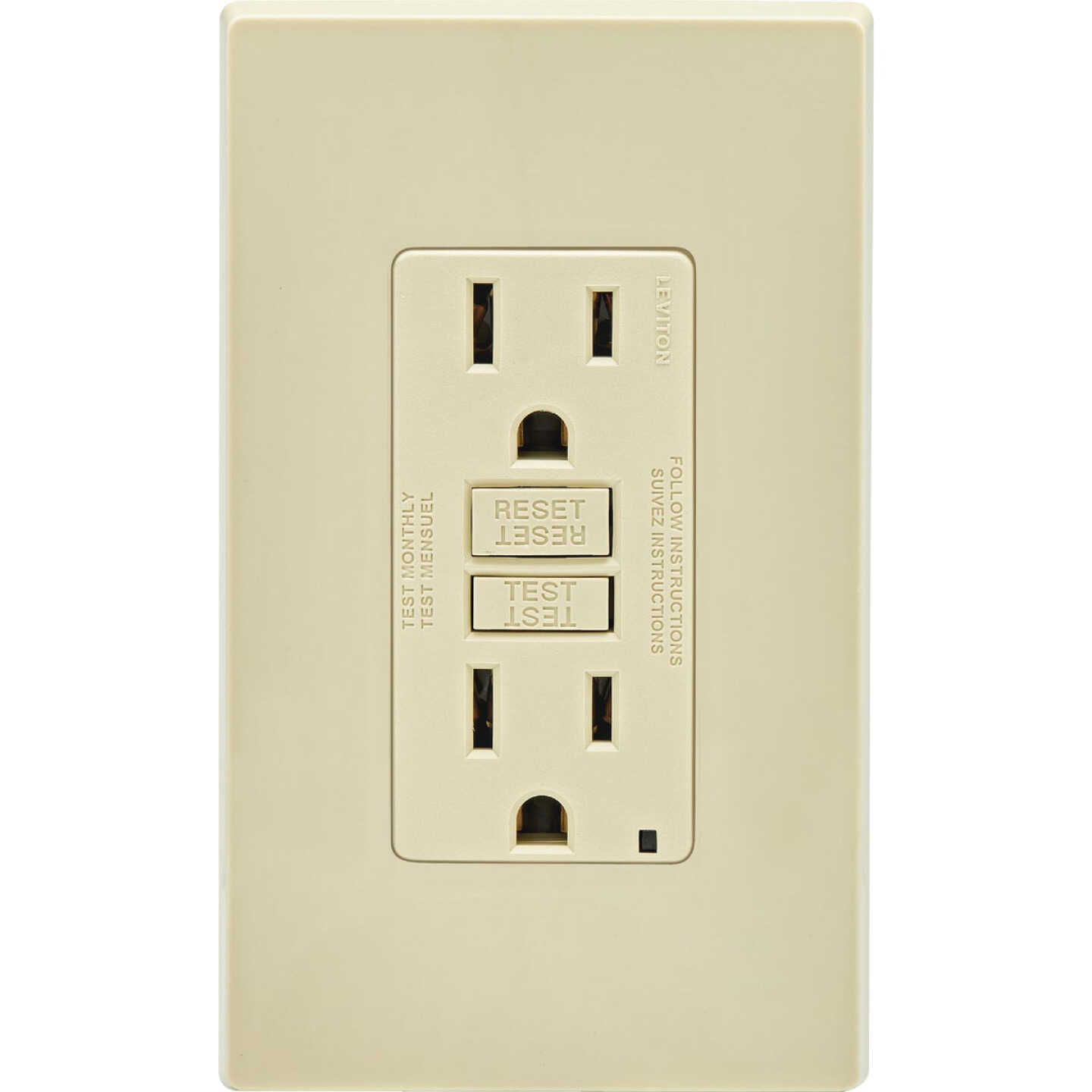 Leviton SmartlockPro Self-Test 15A Ivory Residential Grade 5-15R Slim GFCI Duplex Outlet (3-Pack) Image 7