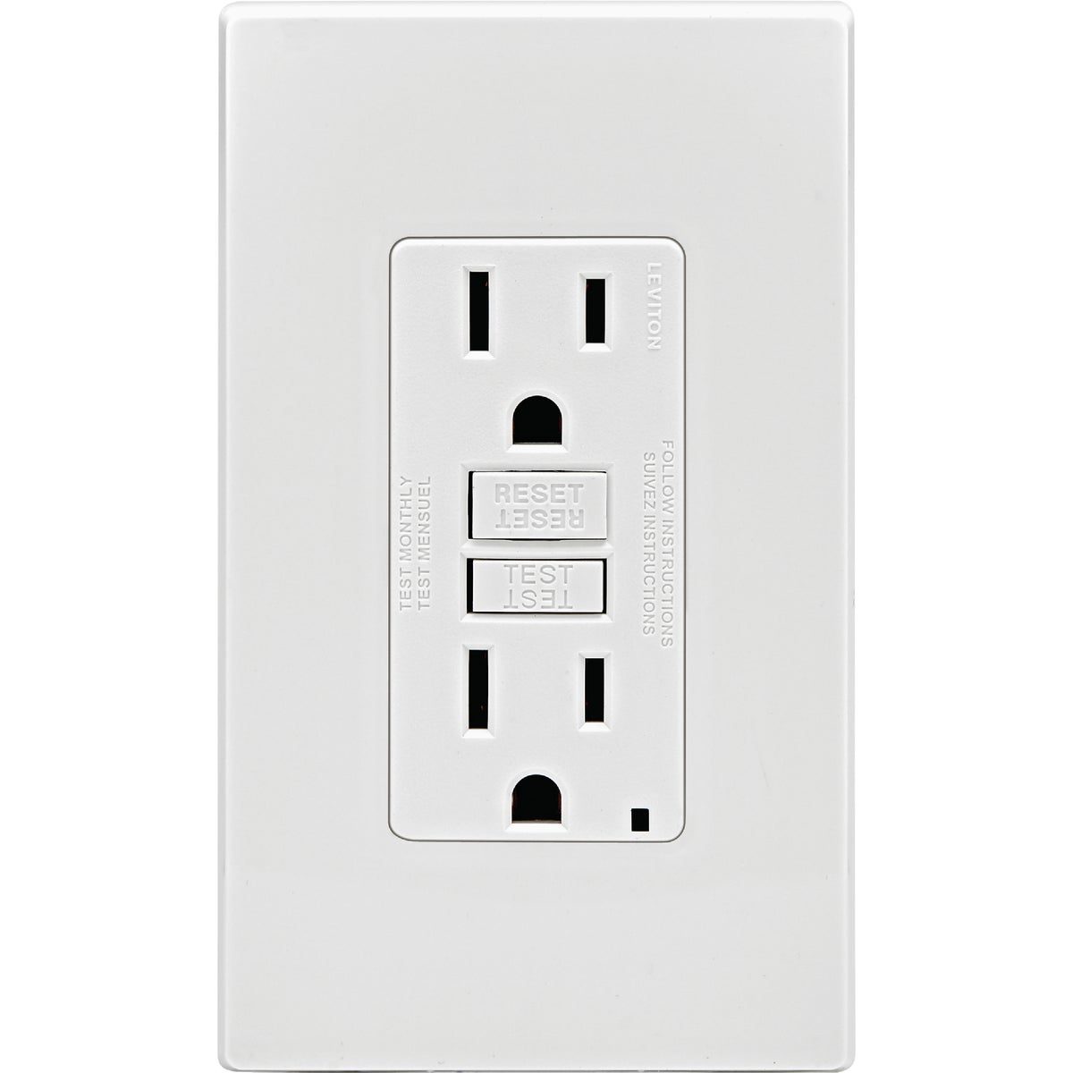 Leviton SmartlockPro Self-Test 15A White Residential Grade 5-15R Slim GFCI Duplex Outlet (3-Pack) Image 6