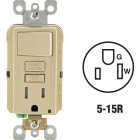 Leviton Ivory 15A Self-Test Tamper Resistant GFCI Switch & Outlet Combination With Wallplate Image 1