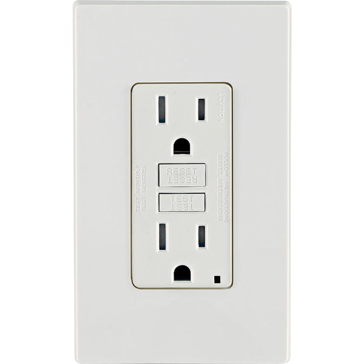 Leviton SmartlockPro Self-Test 15A White Residential Grade Tamper Resistant 5-15R Slim GFCI Duplex Outlet Image 6
