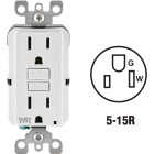 Leviton SmartlockPro Self-Test 15A White Residential Grade Tamper & Weather Resistant 5-15R GFCI Outlet Image 1