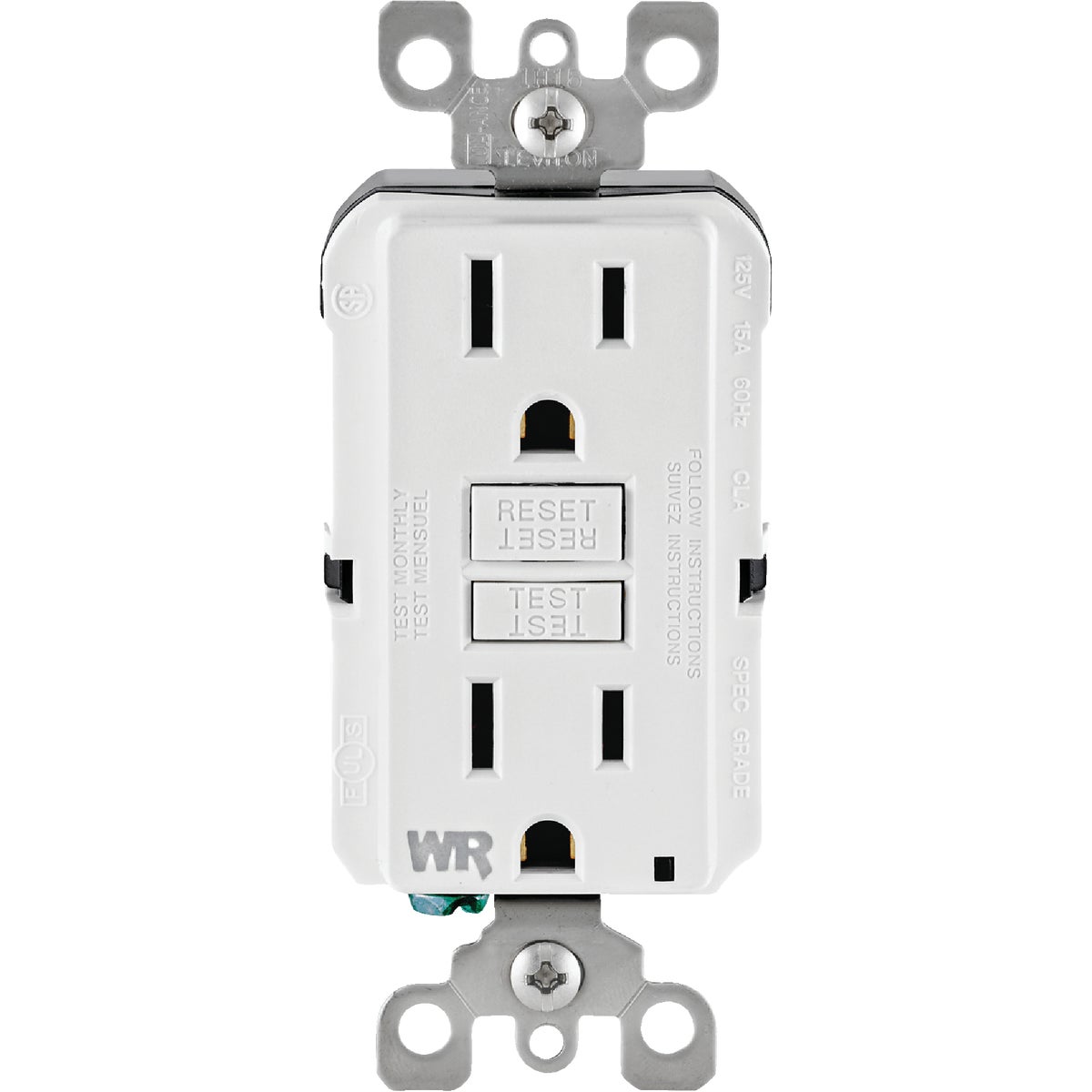 Leviton SmartlockPro Self-Test 15A White Residential Grade Tamper & Weather Resistant 5-15R GFCI Outlet Image 2