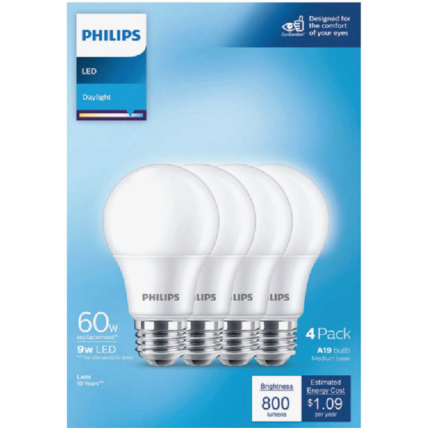 Philips 60W Equivalent Daylight A19 Medium LED Light Bulb (4-Pack) Image 2