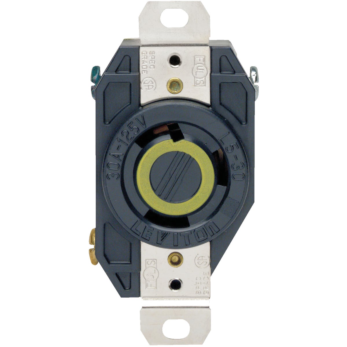 Leviton 30A 125V Black Industrial Grade L5-30R Locking Outlet Receptacle Image 2