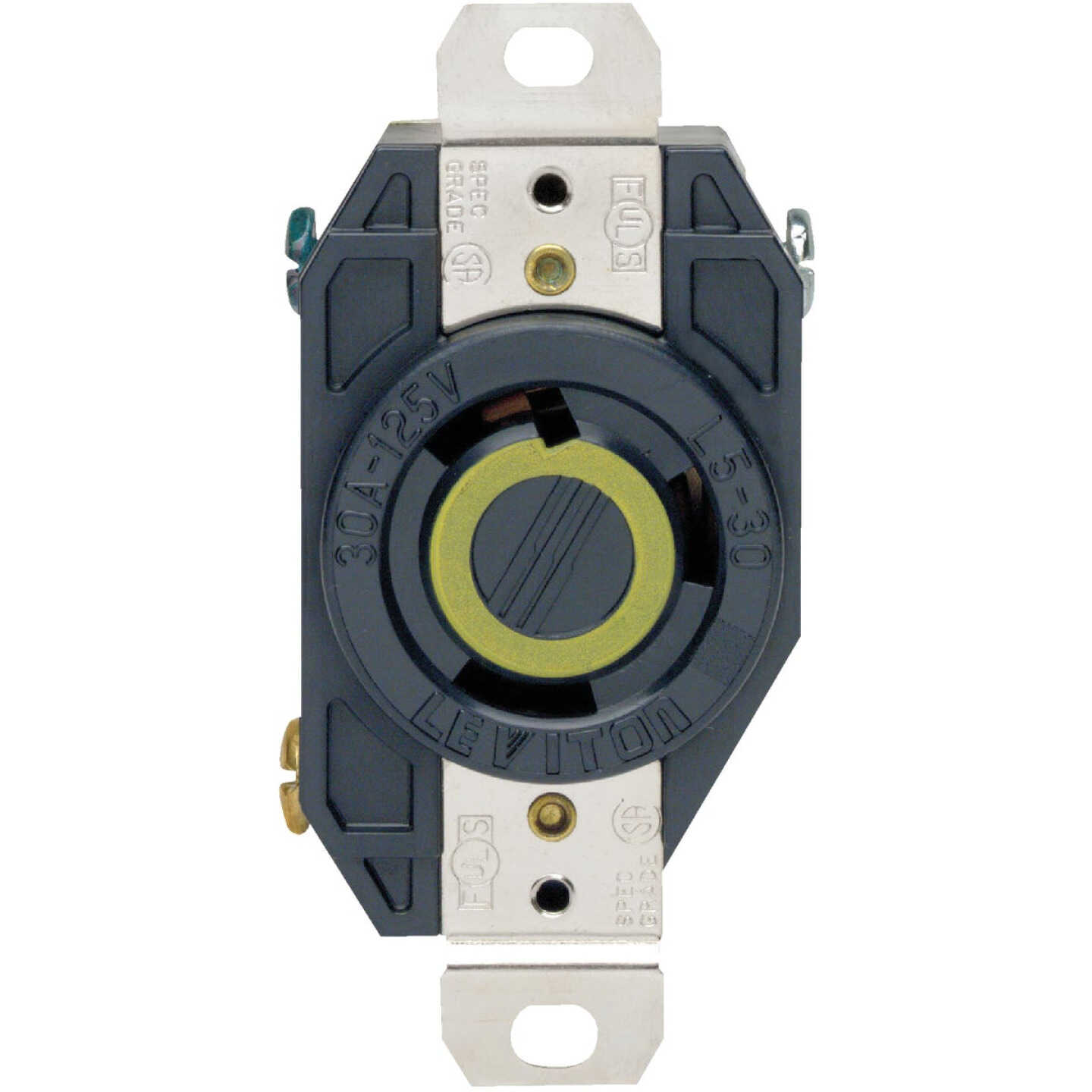 Leviton 30A 125V Black Industrial Grade L5-30R Locking Outlet Receptacle Image 2
