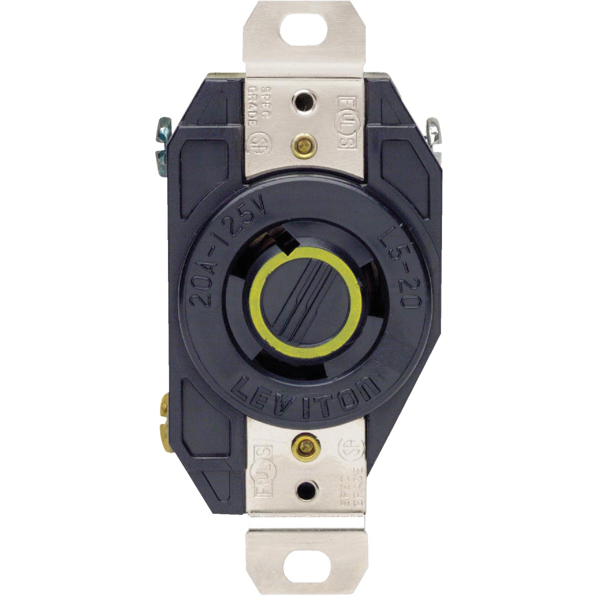 Leviton 20A 125V Black Industrial Grade L5-20R Locking Outlet Receptacle Image 2