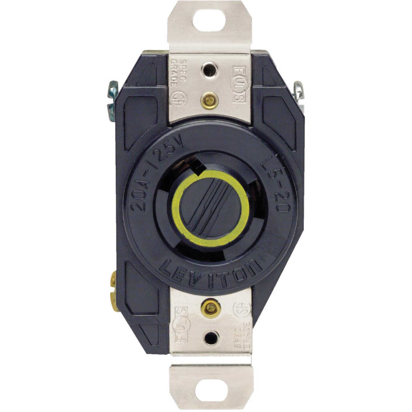 Leviton 20A 125V Black Industrial Grade L5-20R Locking Outlet Receptacle Image 2