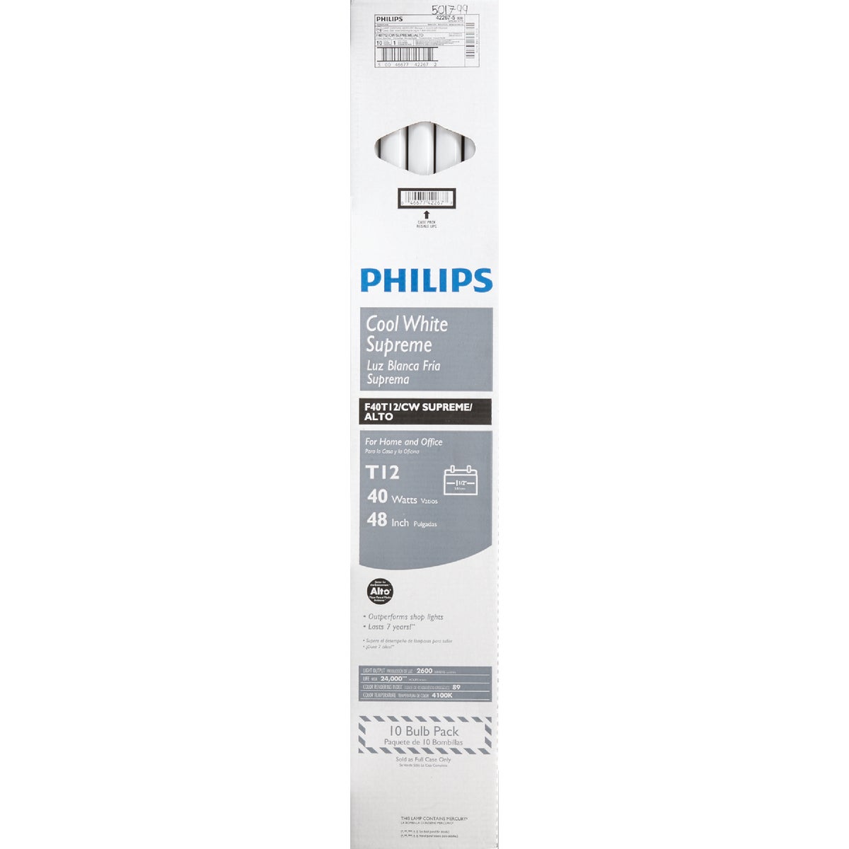 Philips ALTO 40W 48 In. Cool White T12 Medium Bi-Pin Fluorescent Tube Light Bulb (10-Pack) Image 2