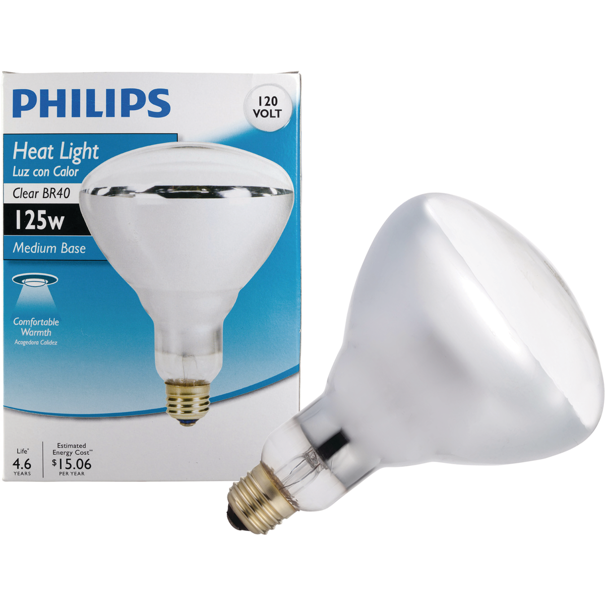 Philips 125W Clear Medium BR40 Incandescent Heat Light Bulb Image 1