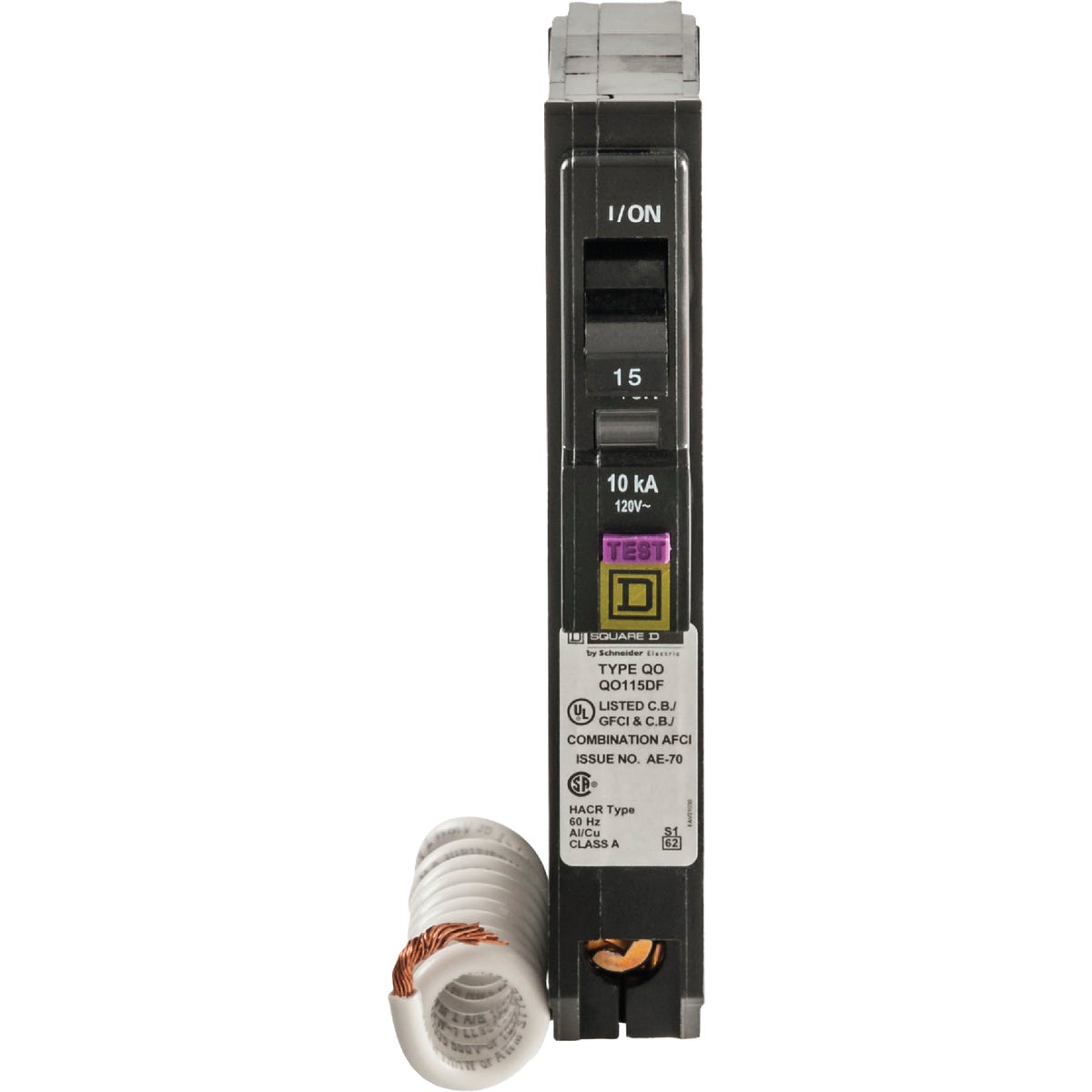 Square D QO 15A Single-Pole CAFCI Dual Function Circuit Breaker
