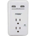Prime Wire & Cable 2 Power & 2 USB White Wall Charger Image 1