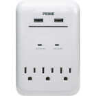 Prime Wire & Cable 3 Power & 2 USB White Wall Charger Image 1