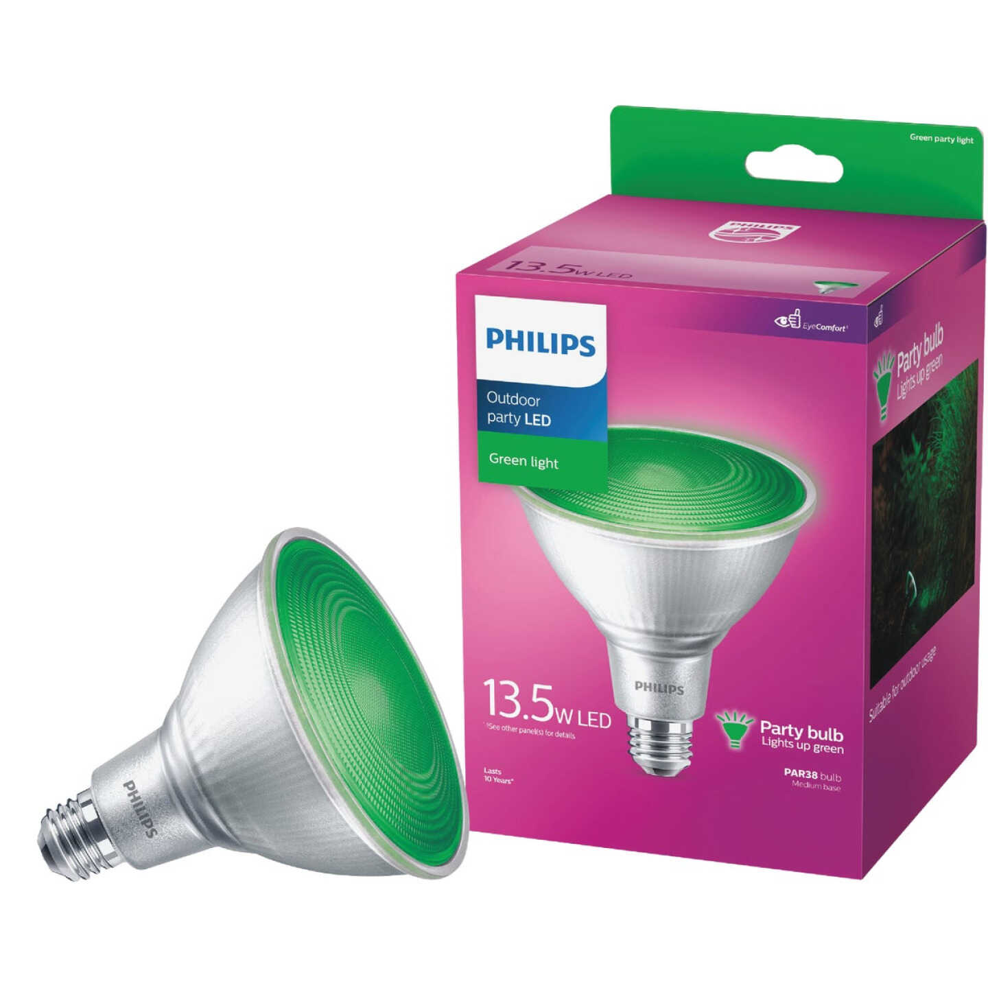 Philips 100W Equivalent Green PAR38 Medium LED Floodlight Light Bulb Image 1