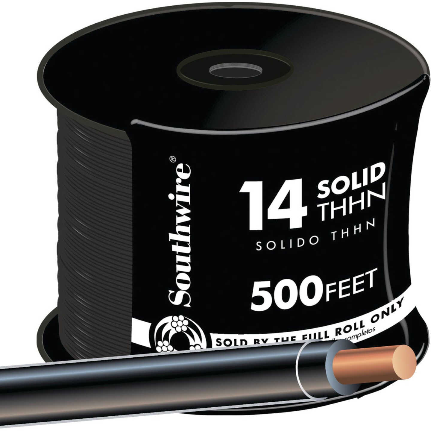 Southwire 500 Ft. 14 AWG Solid Black THHN Electrical Wire Image 1