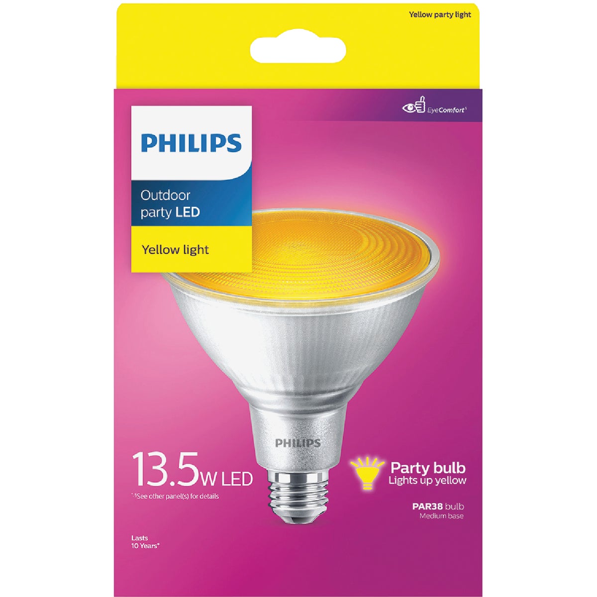 Philips 100W Equivalent Yellow PAR38 Medium Dimmable LED Bug Light Bulb Image 2