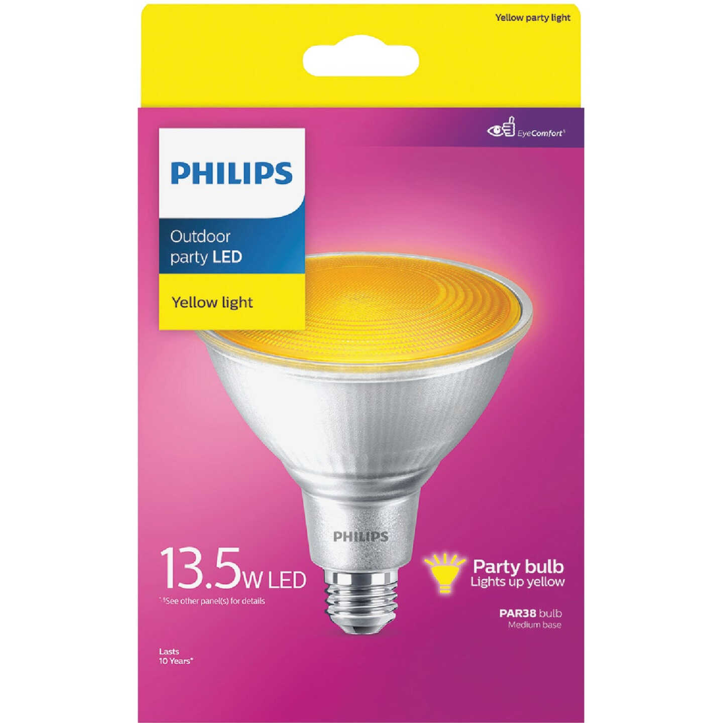 Philips 100W Equivalent Yellow PAR38 Medium Dimmable LED Bug Light Bulb Image 2