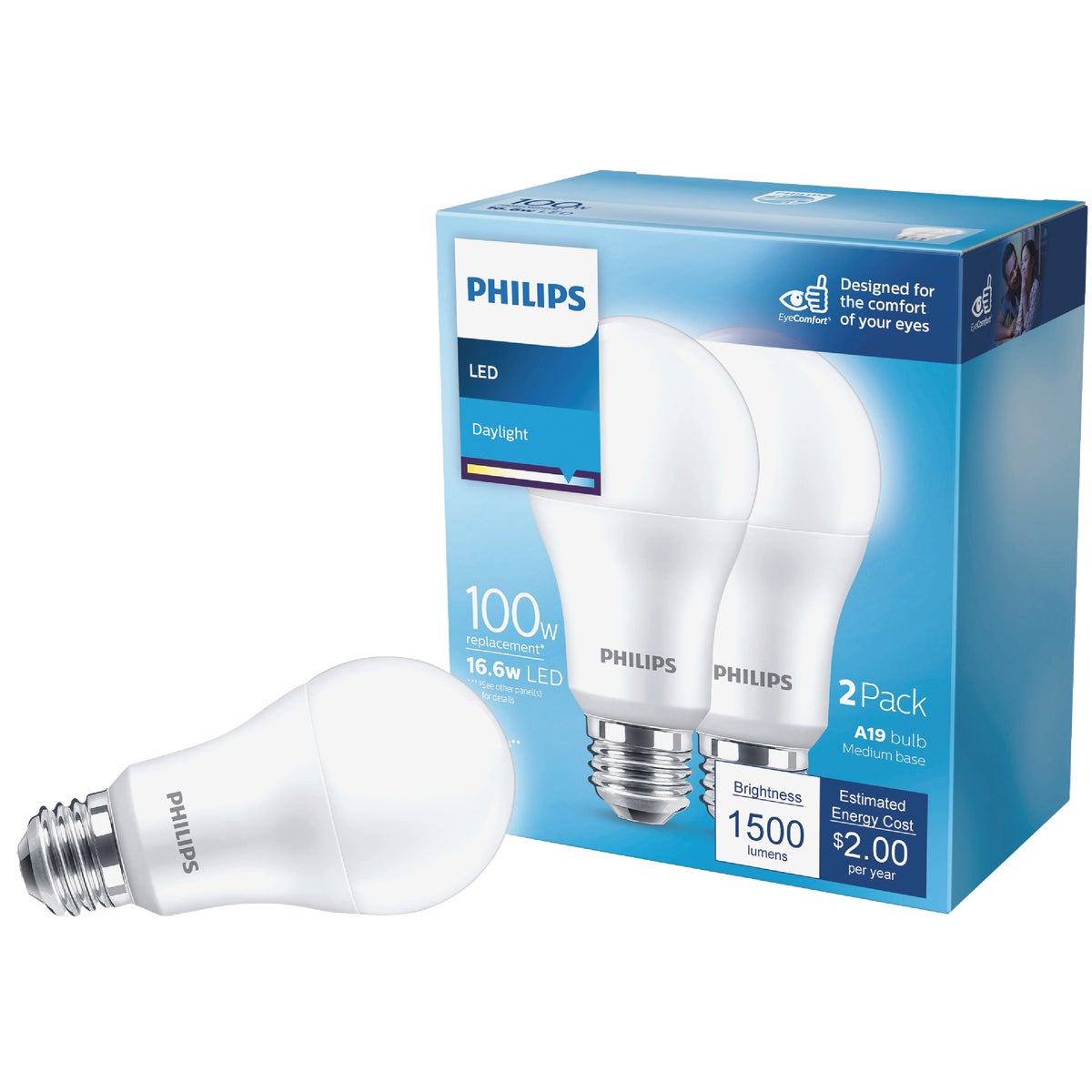 Philips 100W Equivalent Daylight A19 Medium LED Light Bulb (2-Pack) Image 1