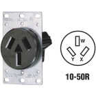 Leviton 50A Flush Mount Black 10-50R Non-Grounding Range Power Outlet Image 1
