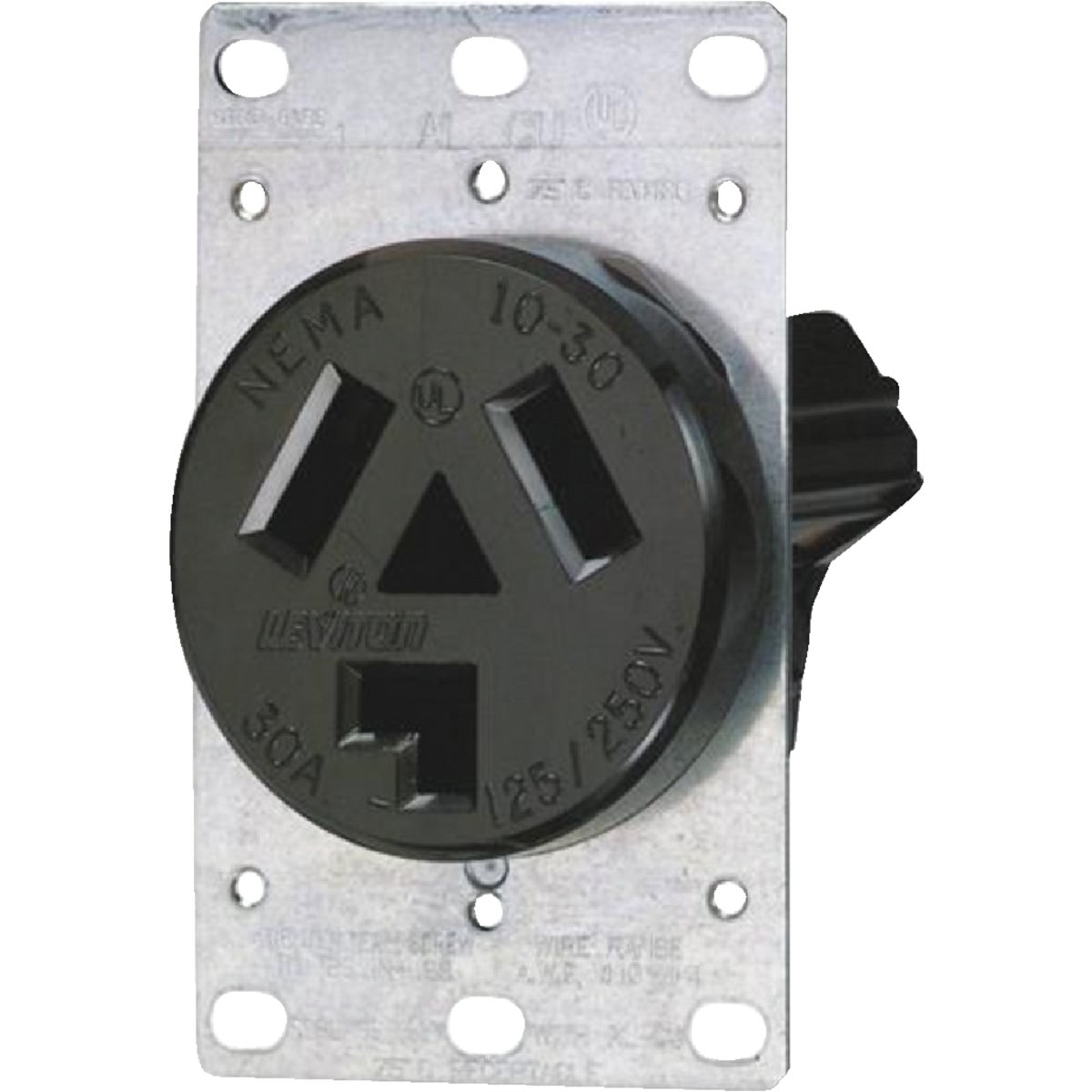 Leviton 30A Flush Mount Black 10-30R 3-Wire Dryer Power Outlet Image 2