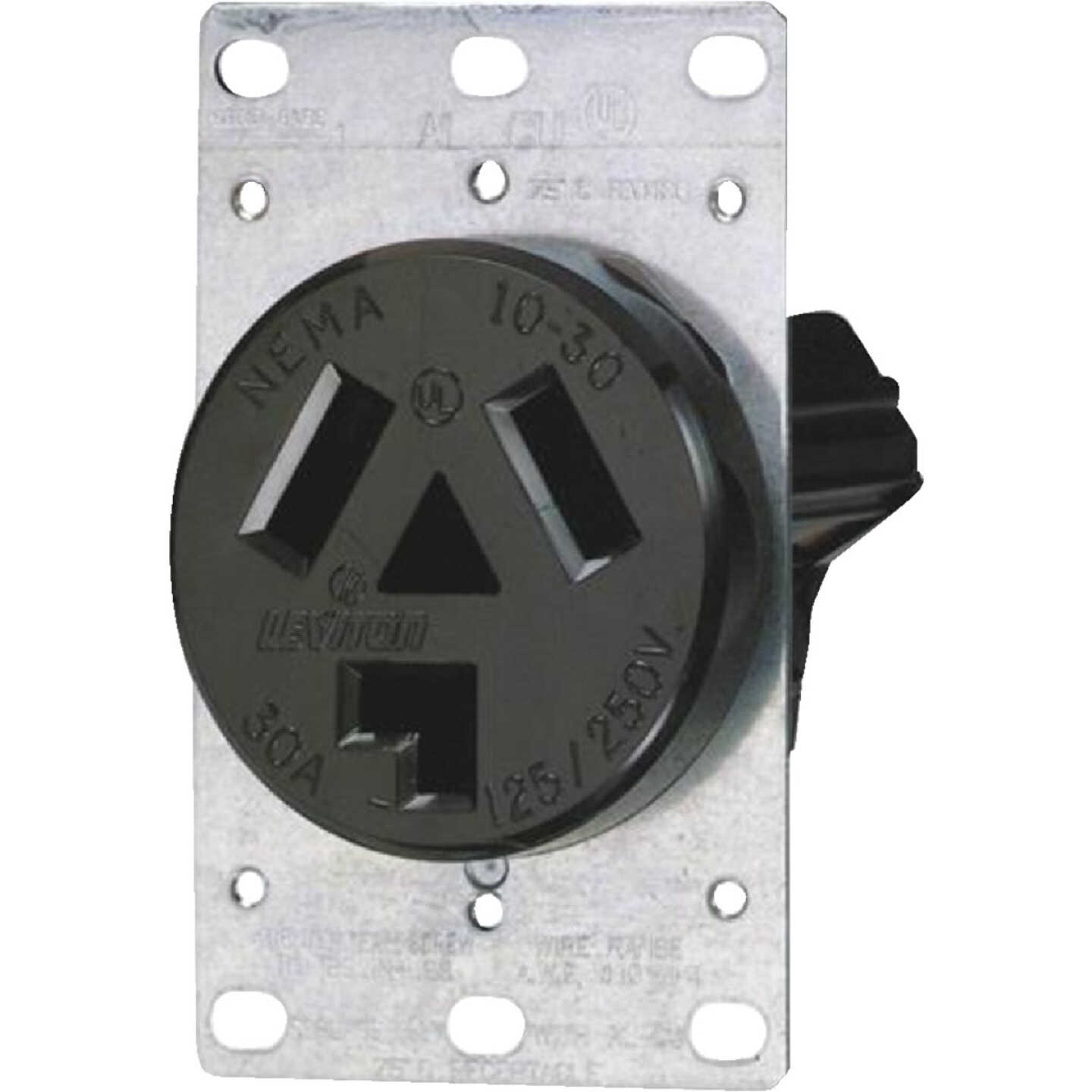 Leviton 30A Flush Mount Black 10-30R 3-Wire Dryer Power Outlet Image 2