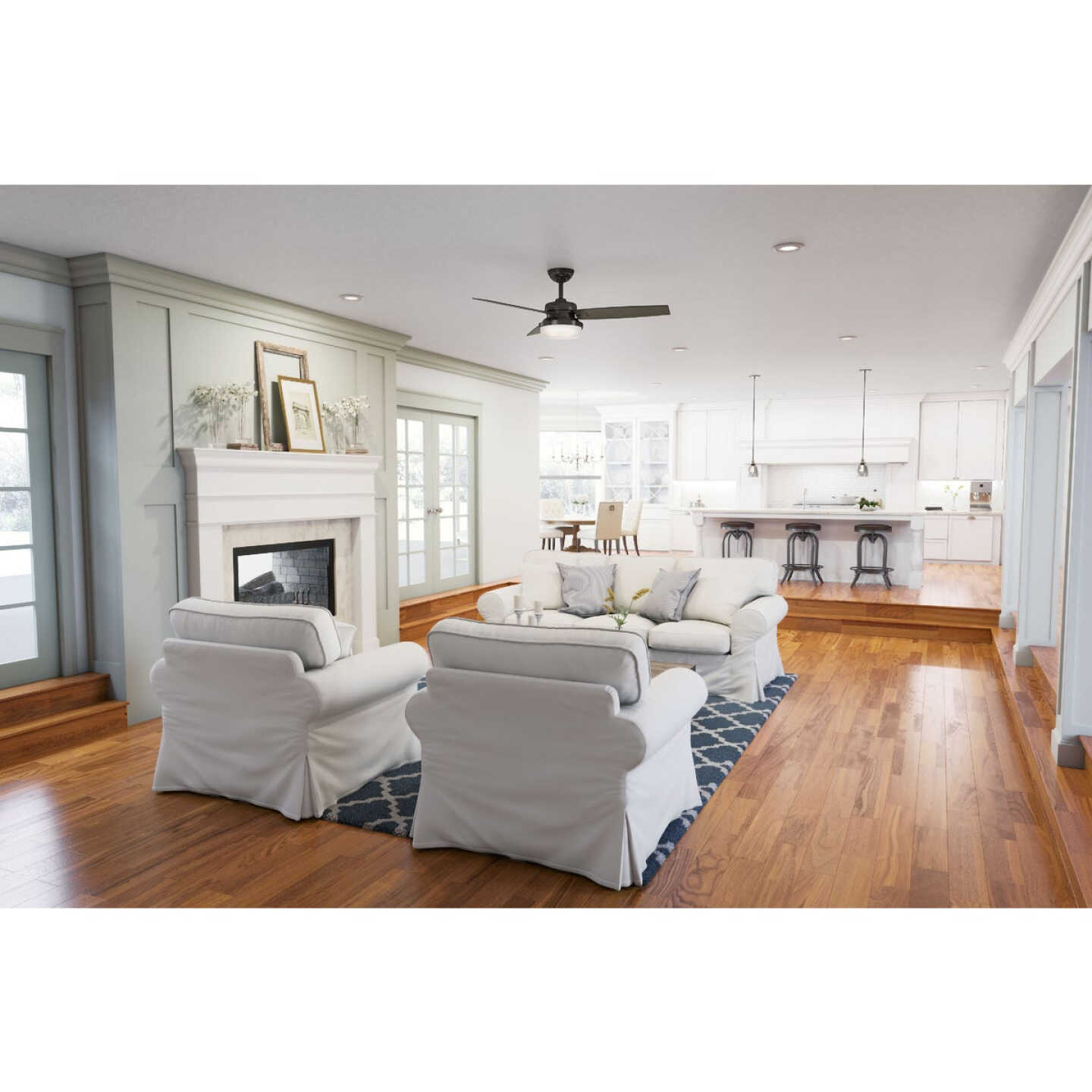 Hunter Sentinel 52 In. Premier Bronze Ceiling Fan with Light Kit and Handheld Remote Control Image 2