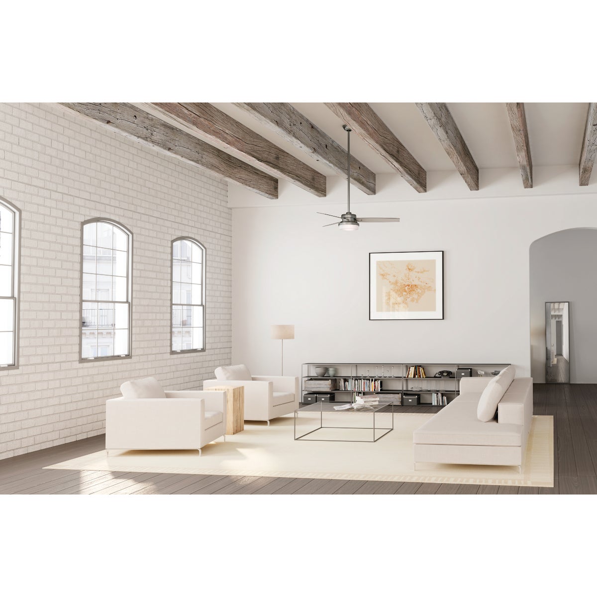 Hunter Sentinel 52 In. Brushed Slate Ceiling Fan with Light Kit and Handheld Remote Control Image 2