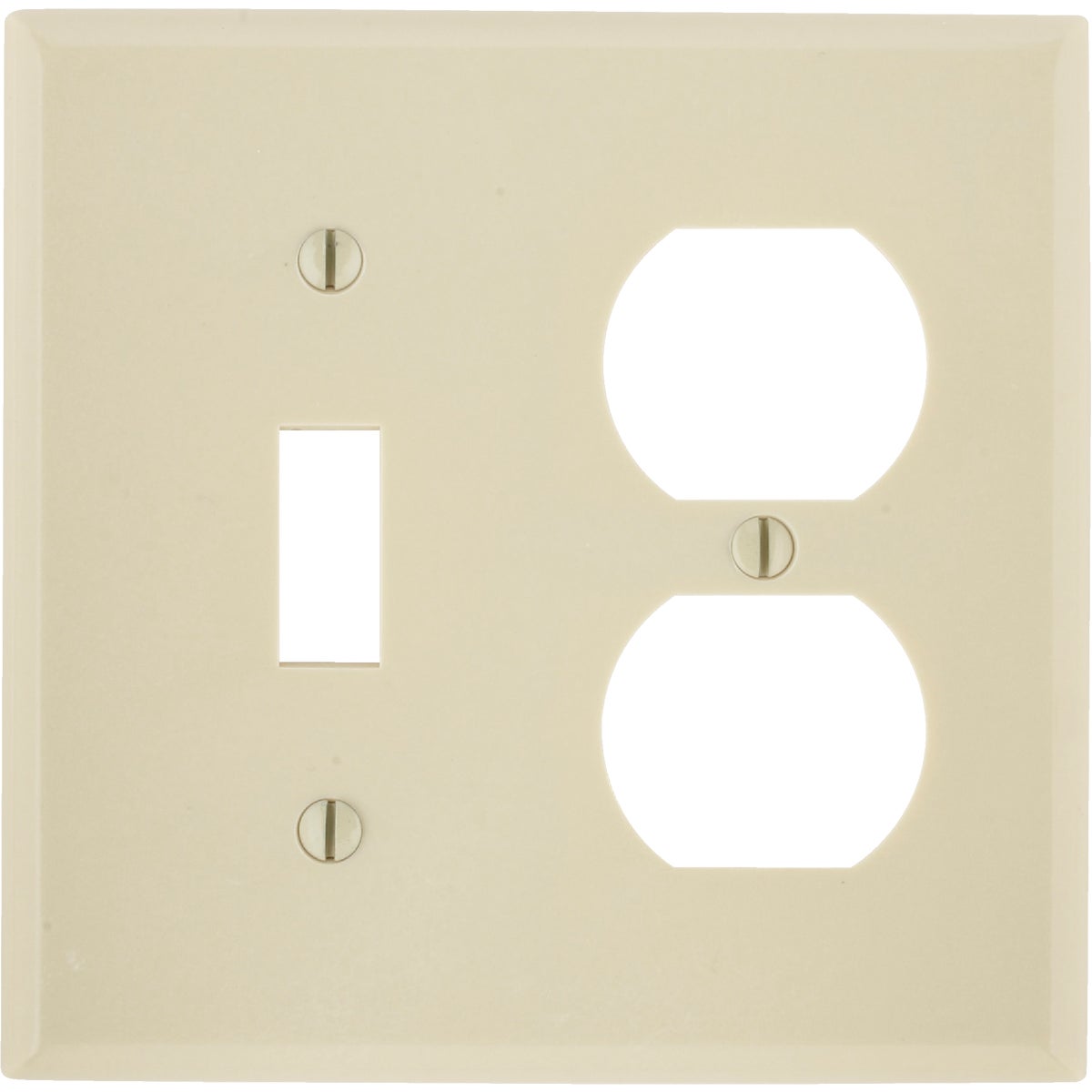 Leviton Oversized 2-Gang Thermoset Single Toggle/Duplex Outlet Wall Plate, Ivory Image 1