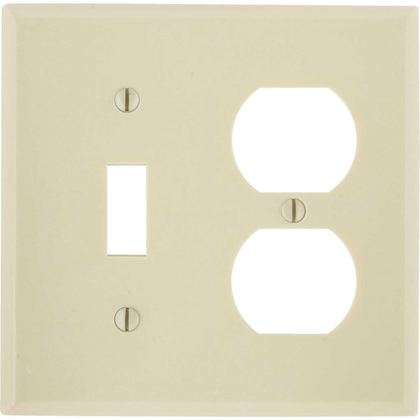 Leviton Oversized 2-Gang Thermoset Single Toggle/Duplex Outlet Wall Plate, Ivory Image 1