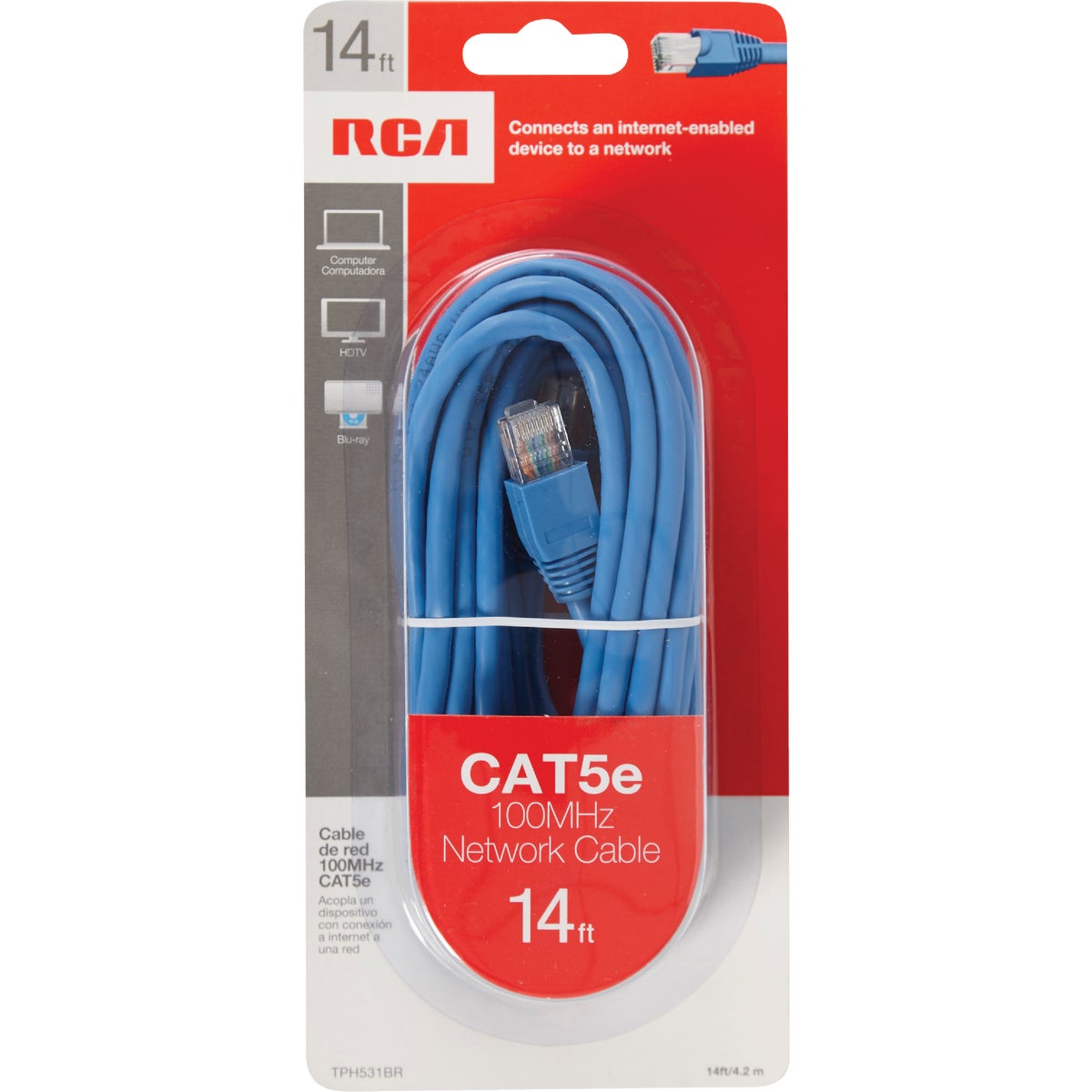 RCA 14 Ft. CAT-5 Blue Network Cable Image 2
