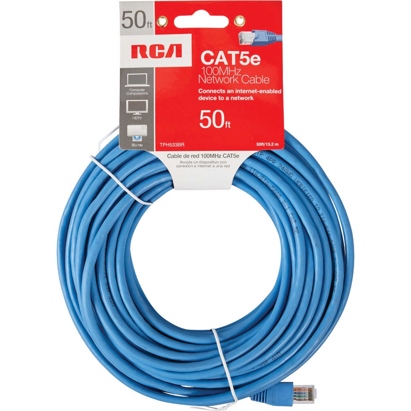 RCA 50 Ft. CAT-5 Blue Network Cable Image 2