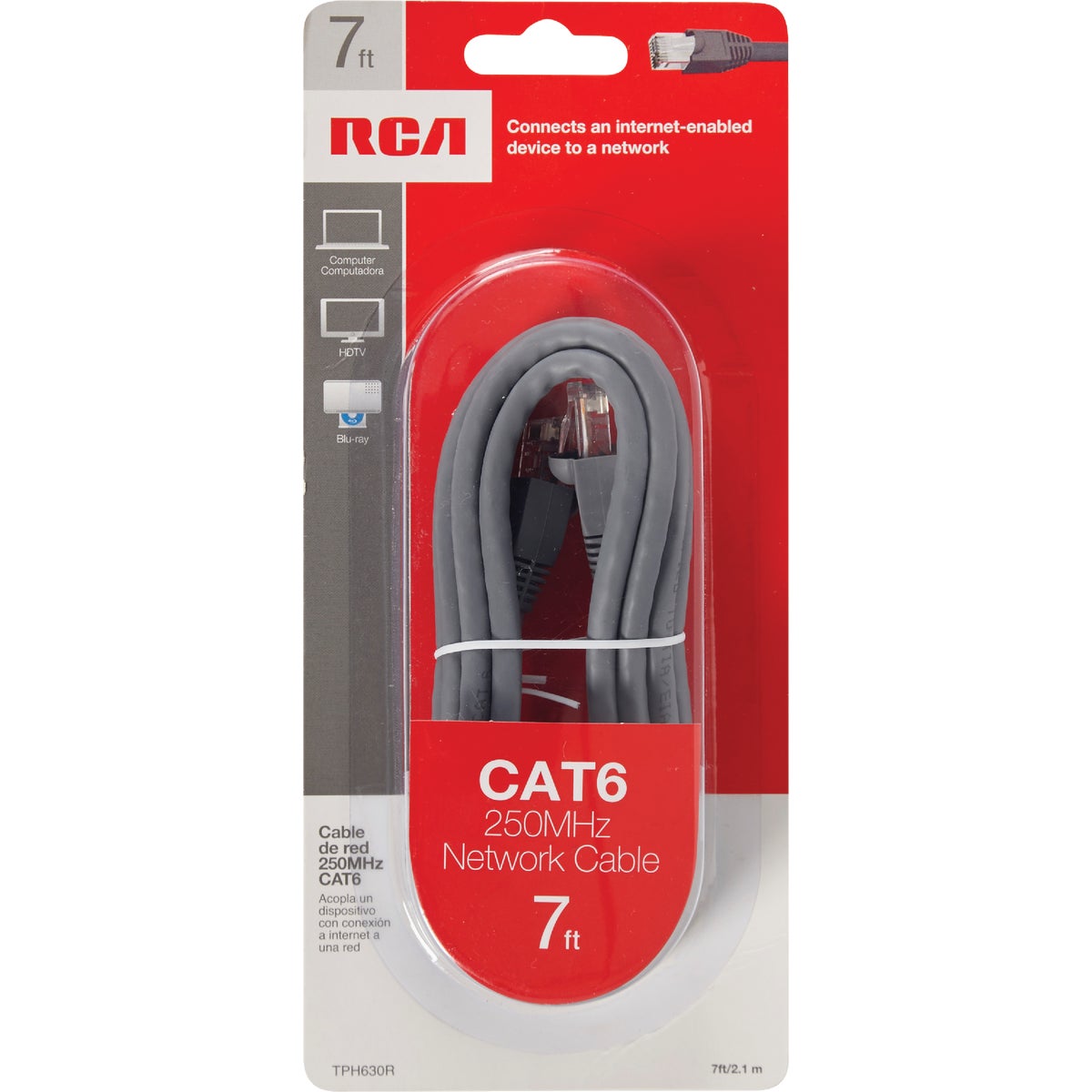 RCA 7 Ft. CAT-6 Gray Network Cable Image 2