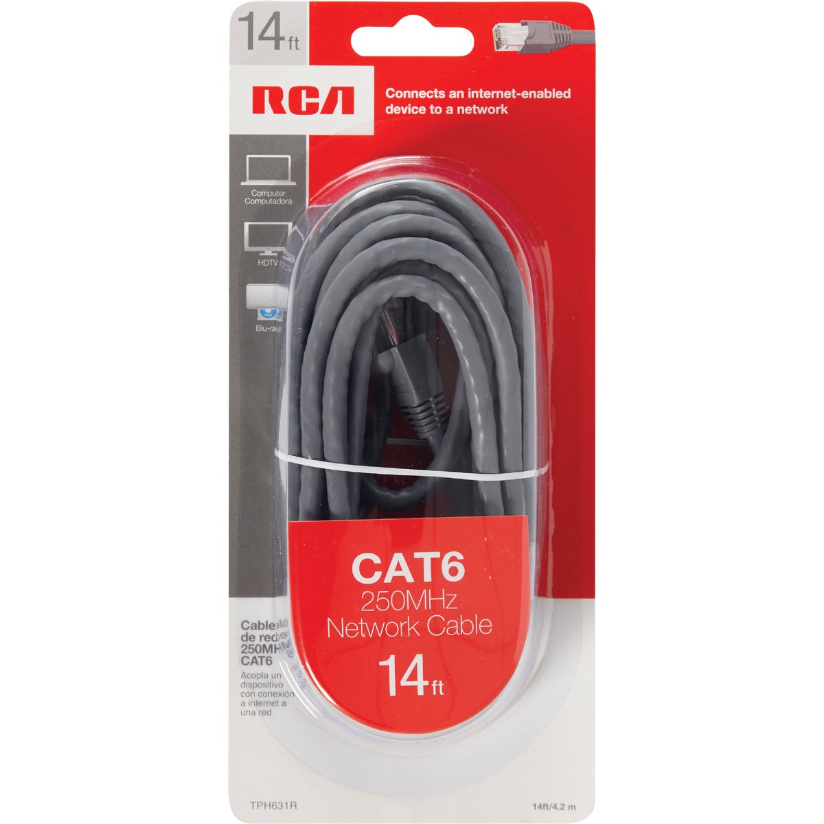 RCA 14 Ft. CAT-6 Gray Network Cable Image 2