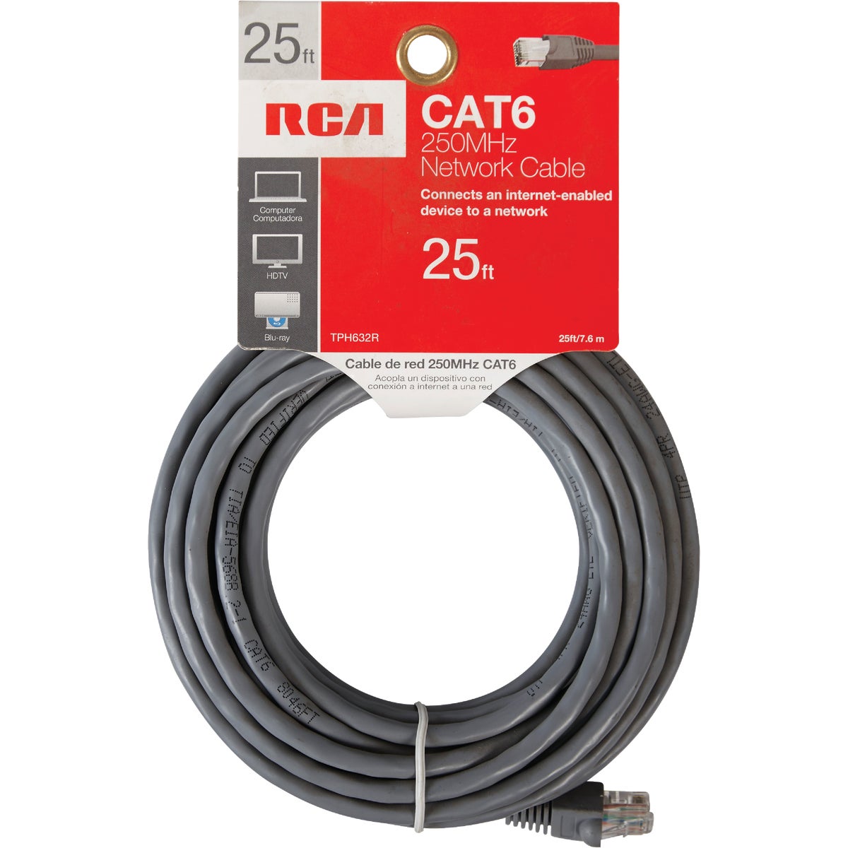 RCA 25 Ft. CAT-6 Gray Network Cable Image 2