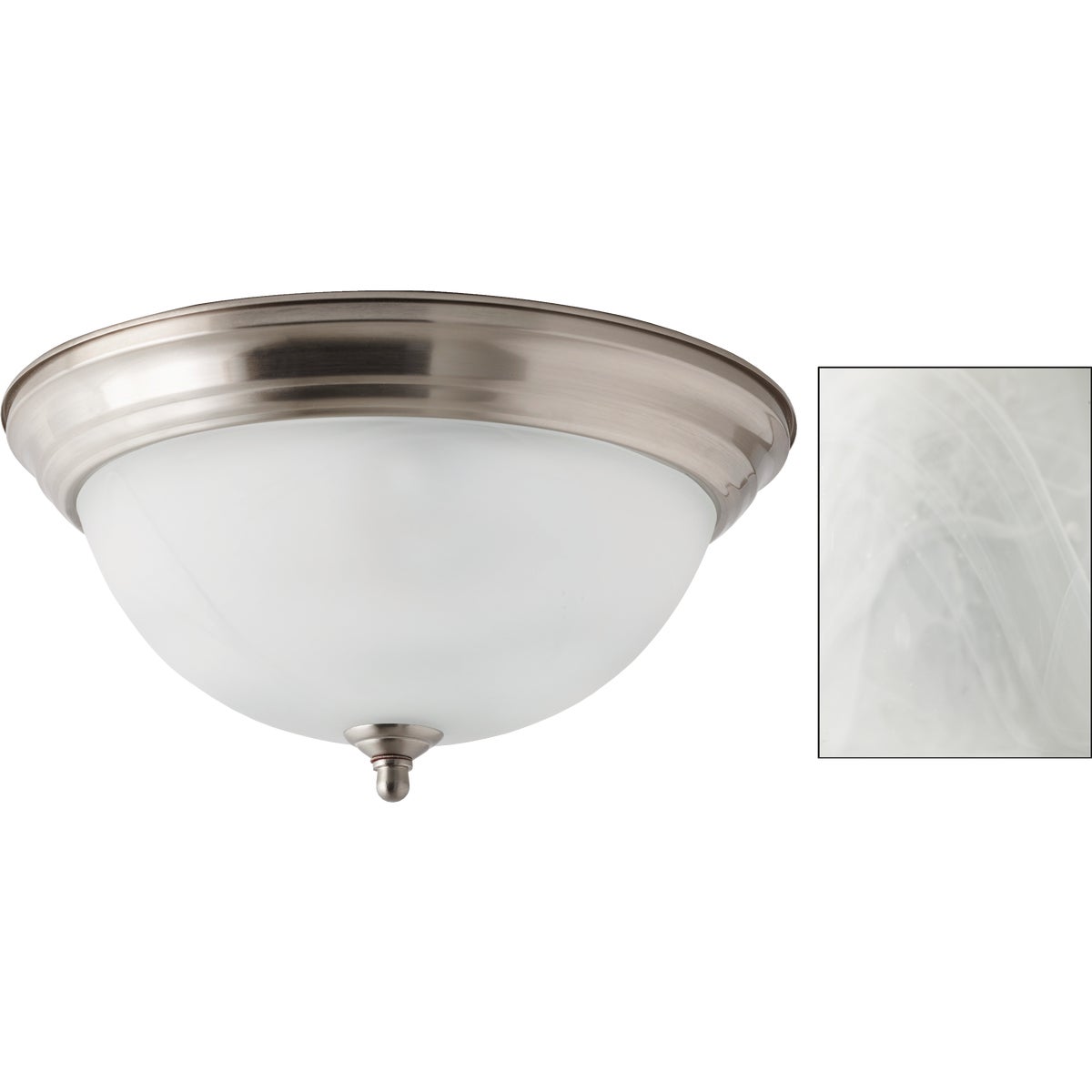Home Impressions 13 In. Brushed Nickel Incandescent Flush Mount Ceiling Light Fixture with Alabaster Glass Image 1