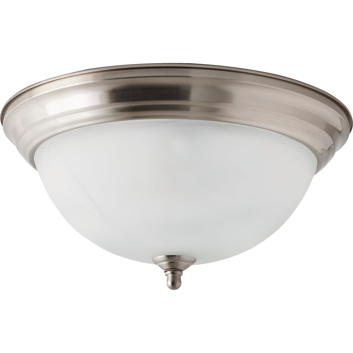 Home Impressions 13 In. Brushed Nickel Incandescent Flush Mount Ceiling Light Fixture with Alabaster Glass Image 2