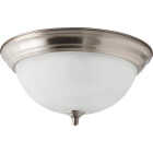 Home Impressions 13 In. Brushed Nickel Incandescent Flush Mount Ceiling Light Fixture with Alabaster Glass Image 2