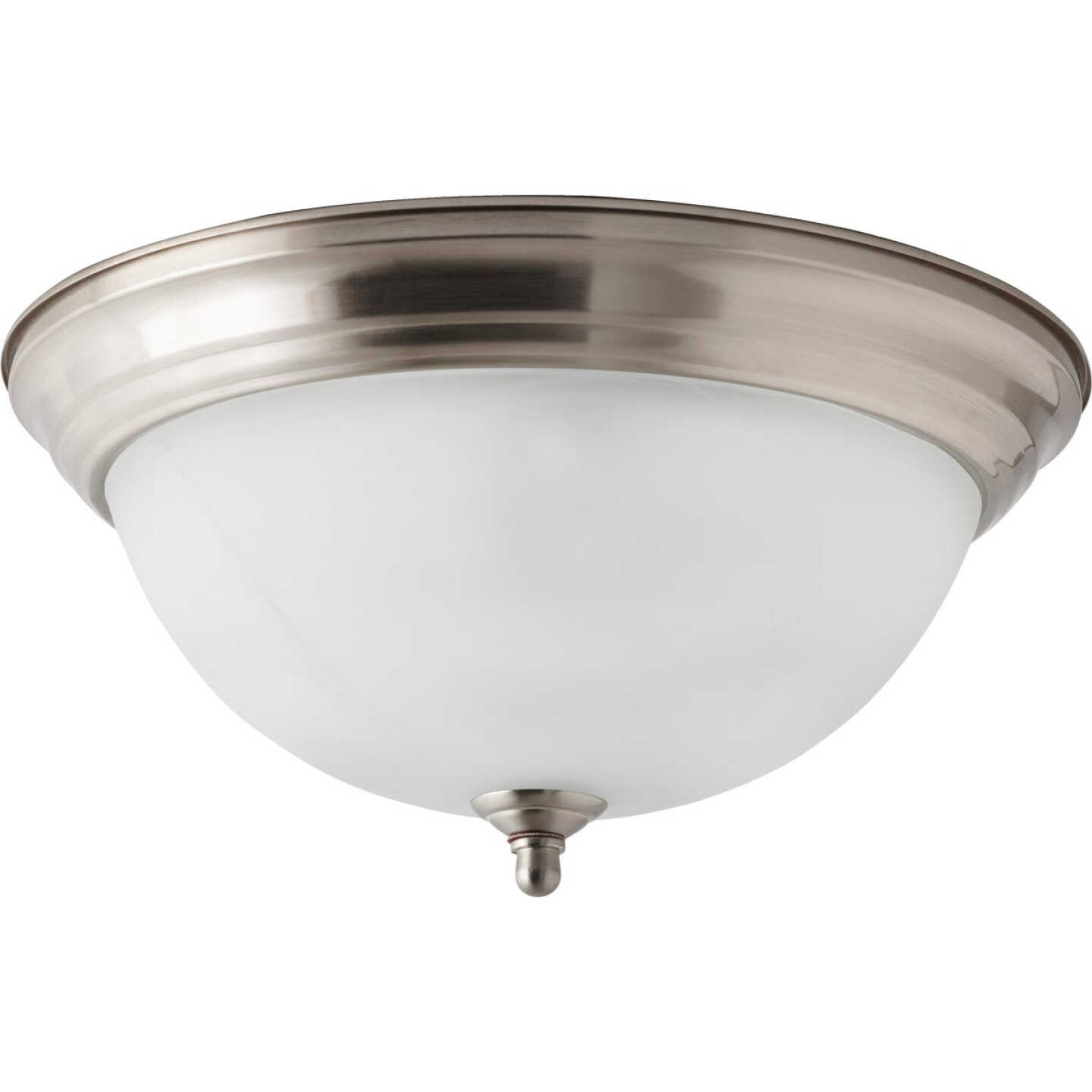 Home Impressions 13 In. Brushed Nickel Incandescent Flush Mount Ceiling Light Fixture with Alabaster Glass Image 2